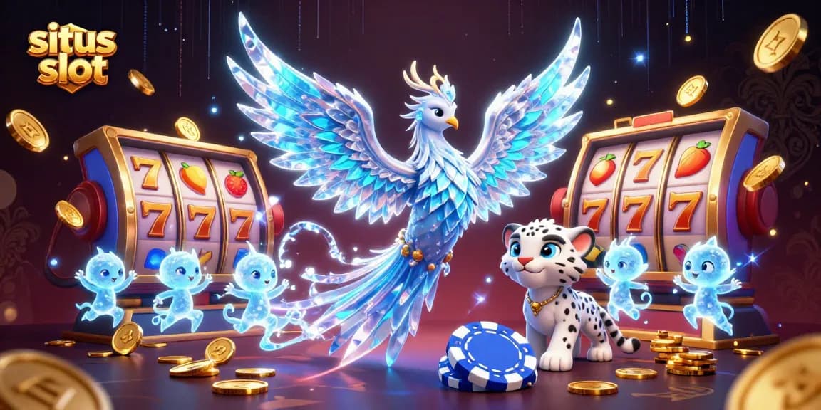 Permainan situs slot yang menarik dengan karakter kartun dan simbol jackpot berkilau.