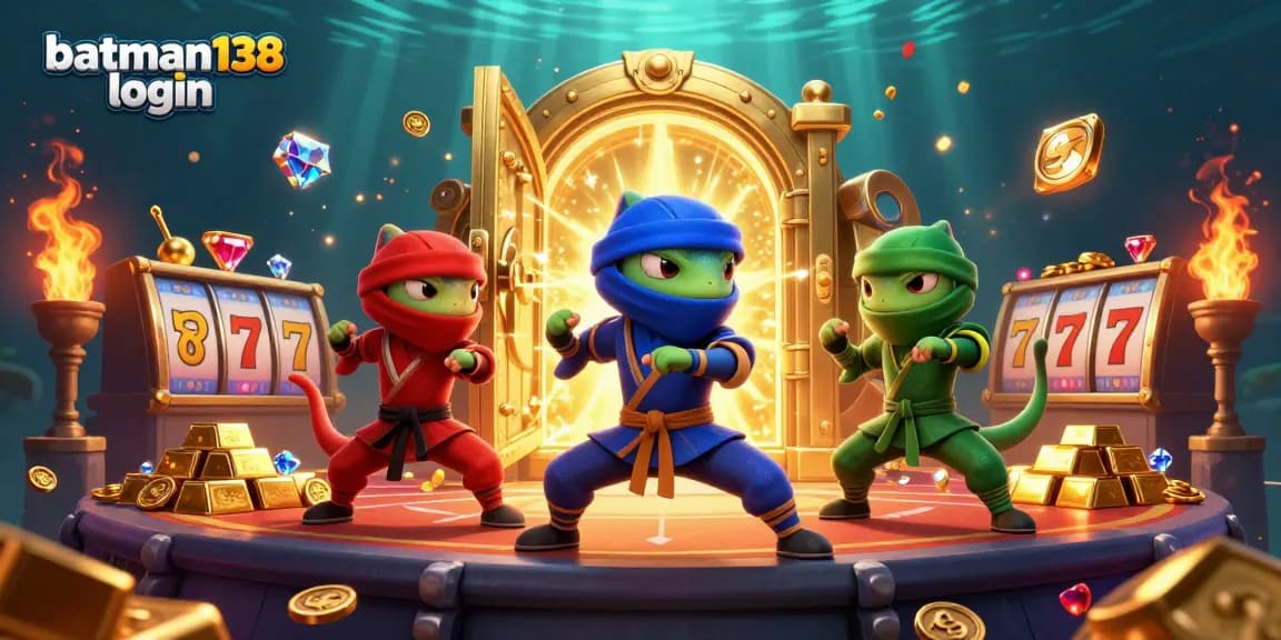 Engage in thrilling action with batman138 login featuring 3D chameleons in a vibrant casino scene.