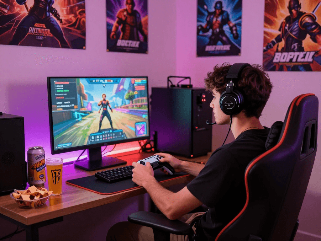 Engaging gaming scene showcasing porngames experience in a vibrant room