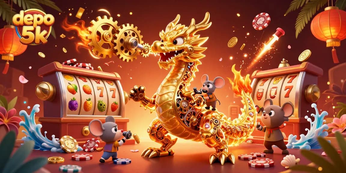 Experience thrilling gameplay with deposito 5k at our vibrant casino, featuring captivating dragon and slot elements.