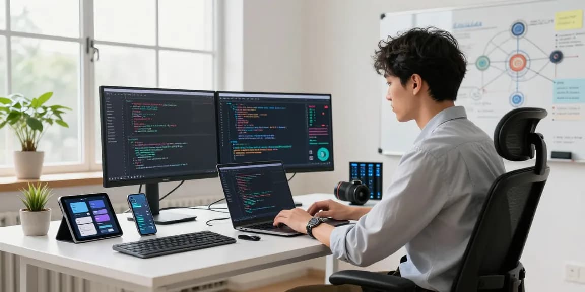 快连 software development workspace with a focused developer optimizing network solutions.