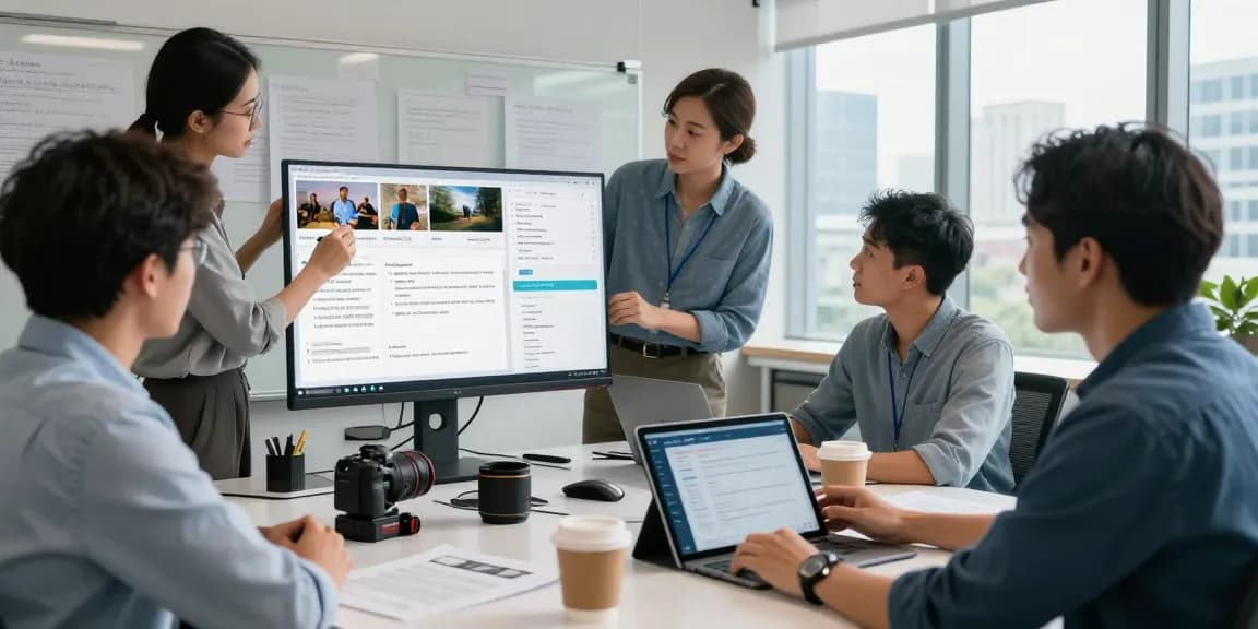 AI detector team analyzing image moderation data in a modern office