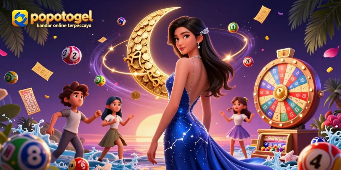 Engage with popotogel bandar online terpercaya's vibrant lottery action featuring dynamic colored balls and golden visuals.