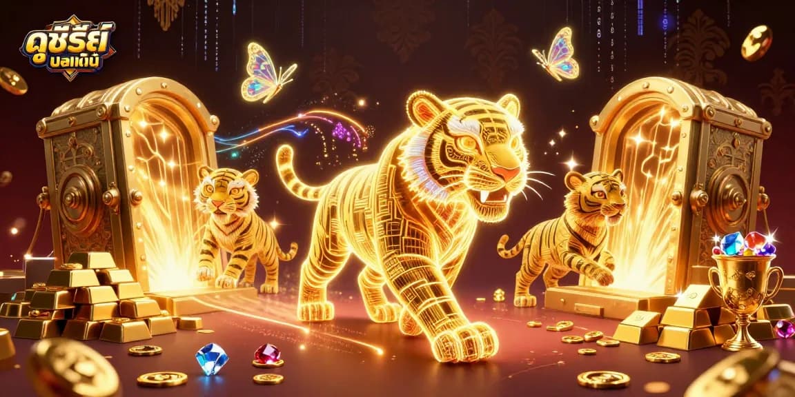 Experience ดูซีรี่ย์ออนไลน์ in a vivid casino setting with glowing treasures and dazzling effects.