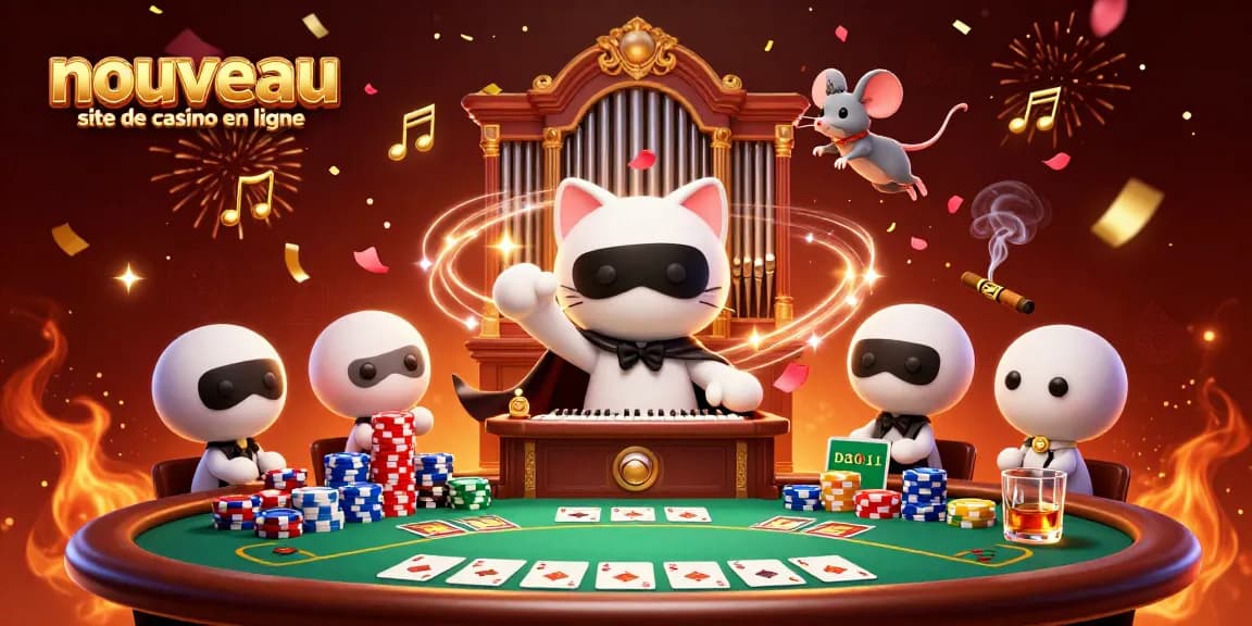 Une illustration dynamique pour un nouveau site de casino en ligne, illustrant une ambiance riche de jeux de cartes.