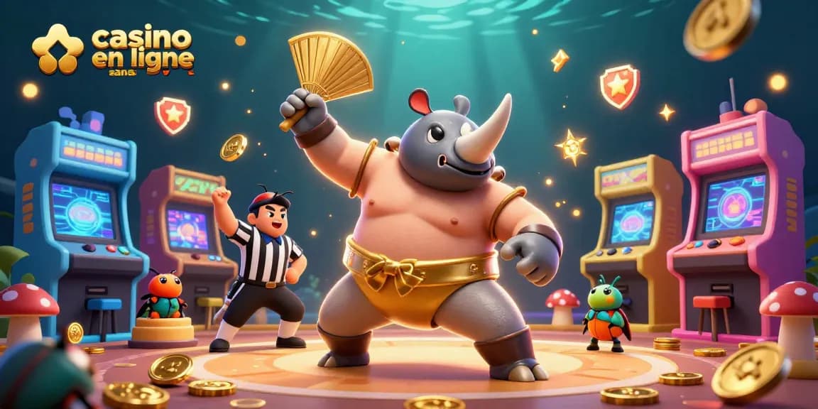 Jouez sur un casino en ligne sans KYC avec des personnages amusants et des pièces dorées qui volent.
