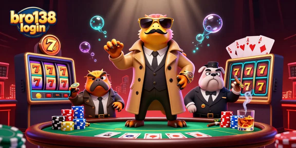 Experience gaming excitement at bro138 login with vibrant slot reels and dynamic casino scenes.