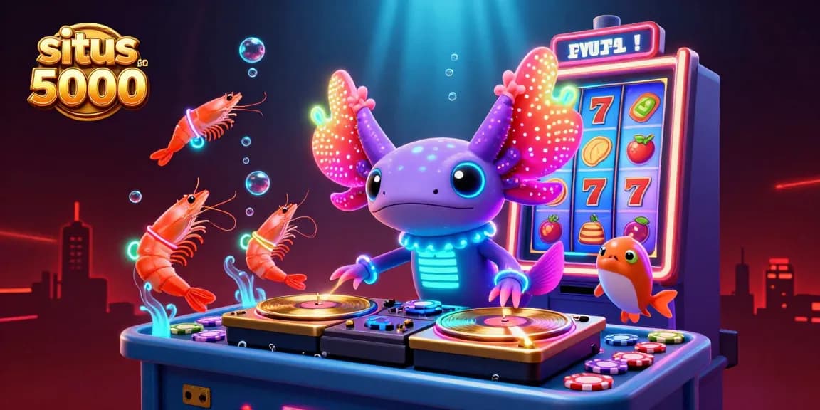 Experience the thrill of situs deposit 5000 with vibrant slot machine action featuring neon characters.