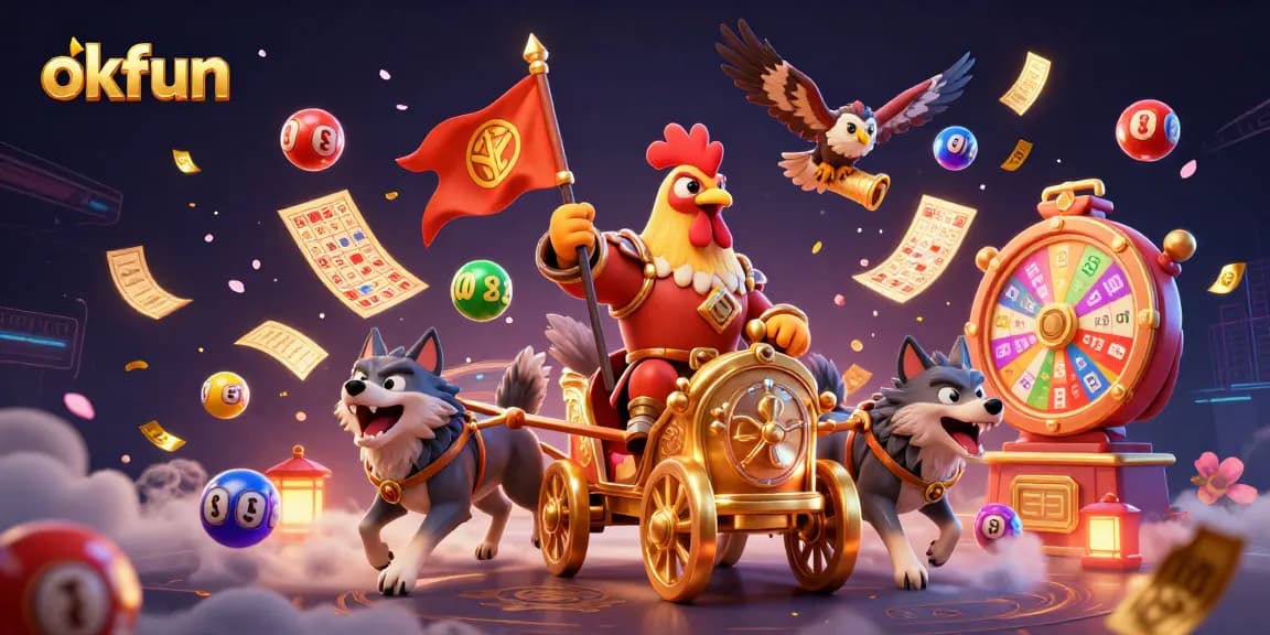 Experience thrilling gambling with okfun, featuring an epic rooster warlord and dynamic casino elements.