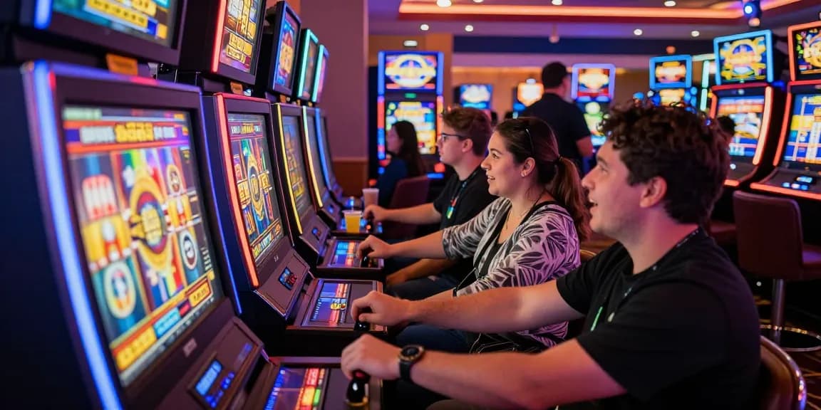 Pemain di slot gacor menikmati pengalaman bermain di kasino dengan suasana yang meriah.