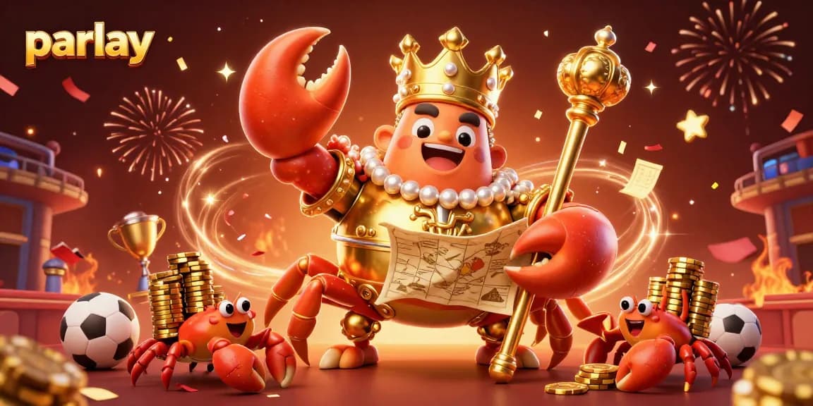 Menentukan taruhan parlay dengan karakter unik dan elemen kasino dalam ilustrasi 3D yang kaya detail.
