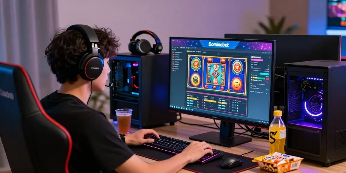Engaged player on Situs Resmi Dominobet enjoying vibrant online gaming.