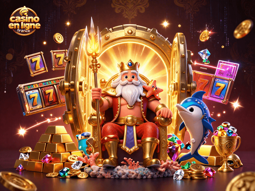 Jouez au casino en ligne France avec Neptune, des richesses et des machines à sous scintillantes.