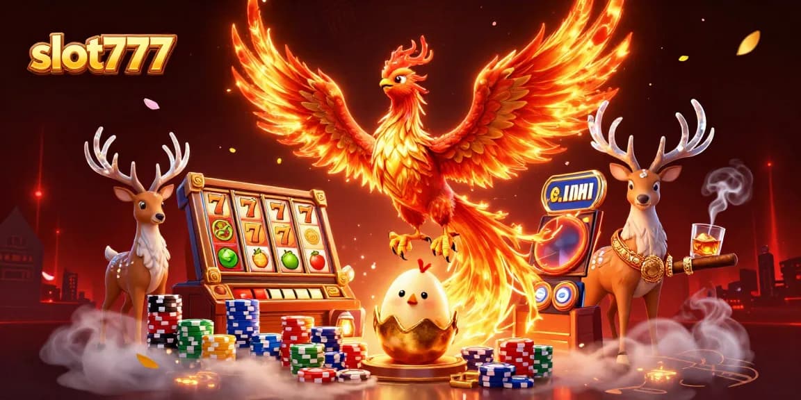 Engage in slot777 gaming with vibrant characters in a colorful 3D casino scene.