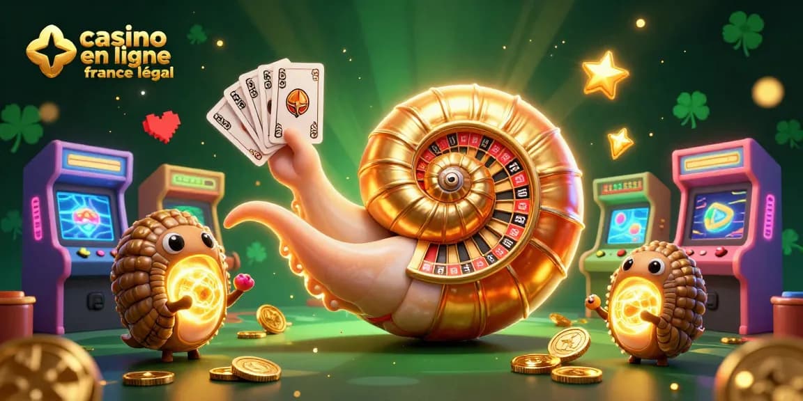 Plongez dans un monde de jeu avec le casino en ligne légal en France rempli de lumières, de rouleaux et de cartes scintillantes.