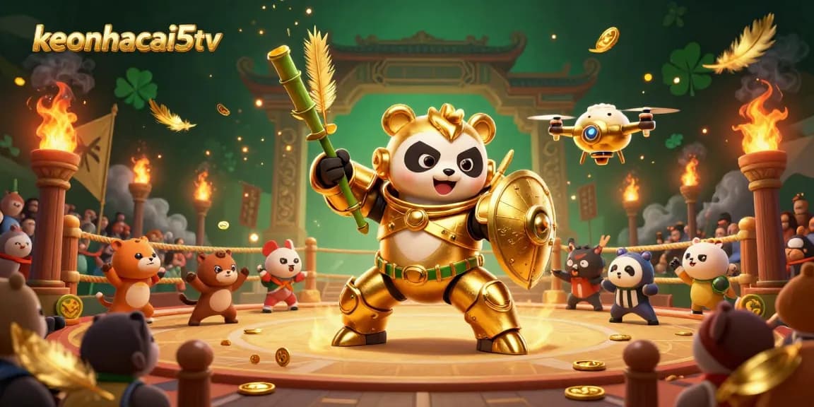 Engage in thrilling sports betting with keonhacai5tv's dynamic arena illustrated scene.