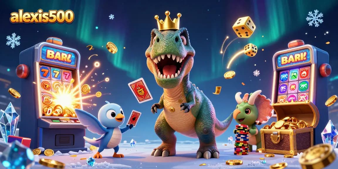 Experience excitement with alexis500 as a T-Rex shuffles cards and friends stack chips.