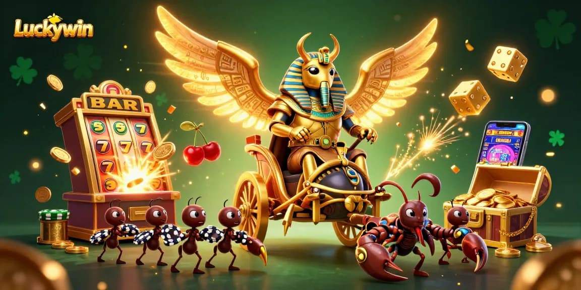 Engage with Luckywin's thrilling casino games featuring an elaborate jackpot scene.