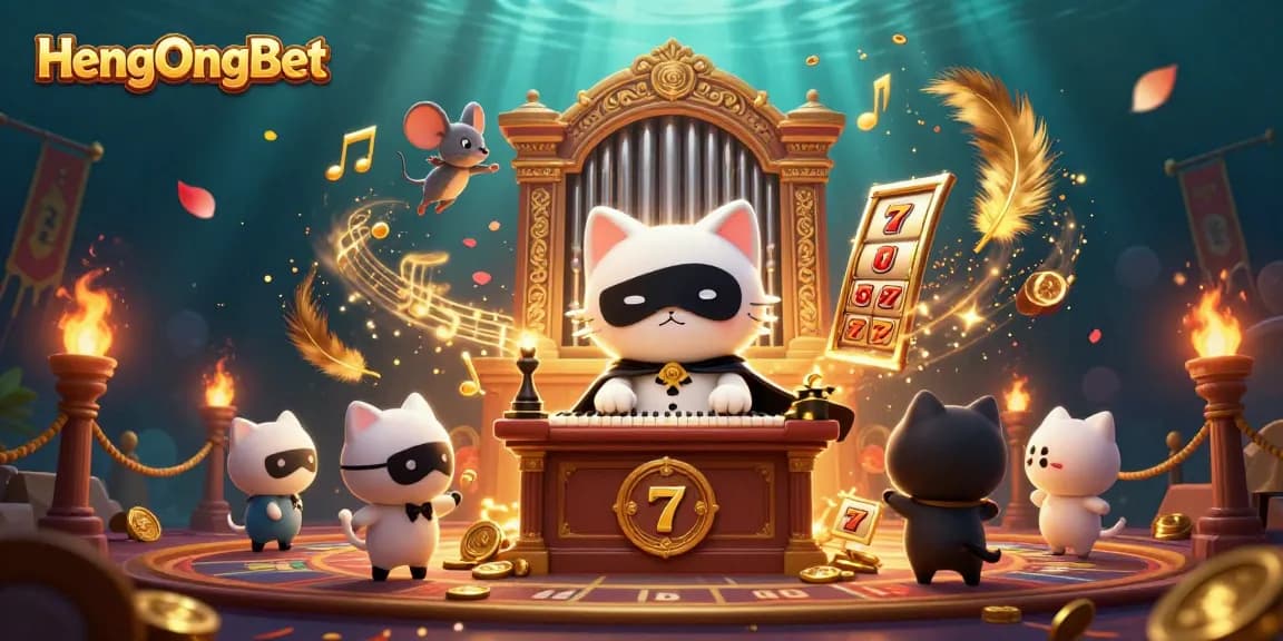 Engage with HengOngBet's dynamic gaming atmosphere featuring slots, acrobats, and enchanting musical elements.