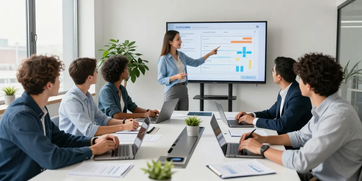 Team collaboration in a modern office showcasing wps下载 for effective productivity.