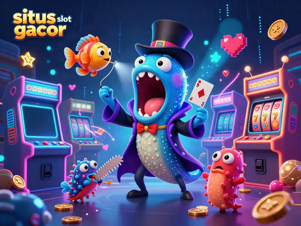 Experience the thrill of situs slot gacor through this vibrant 3D casino illustration featuring enchanting sea creatures.