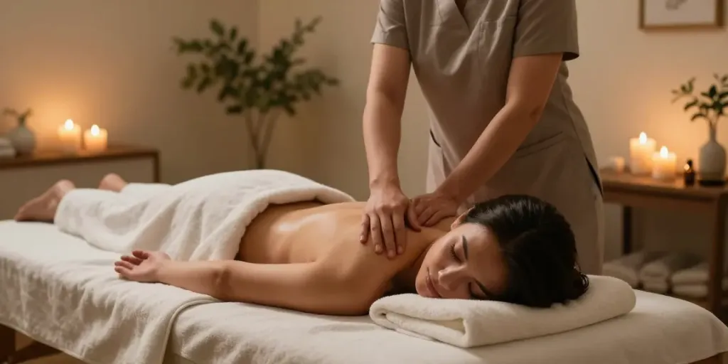 브라보출장 massage scene showcasing a therapist providing a relaxing treatment.