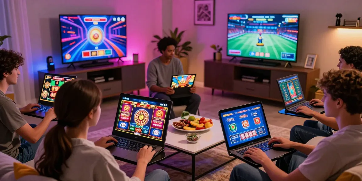 Engaged players enjoying casino online esteri games in a cozy home setting with modern digital devices.