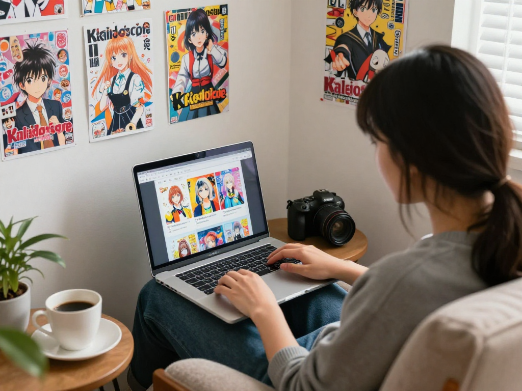 Read Now engaging with vibrant manga and digital art in a cozy nook.
