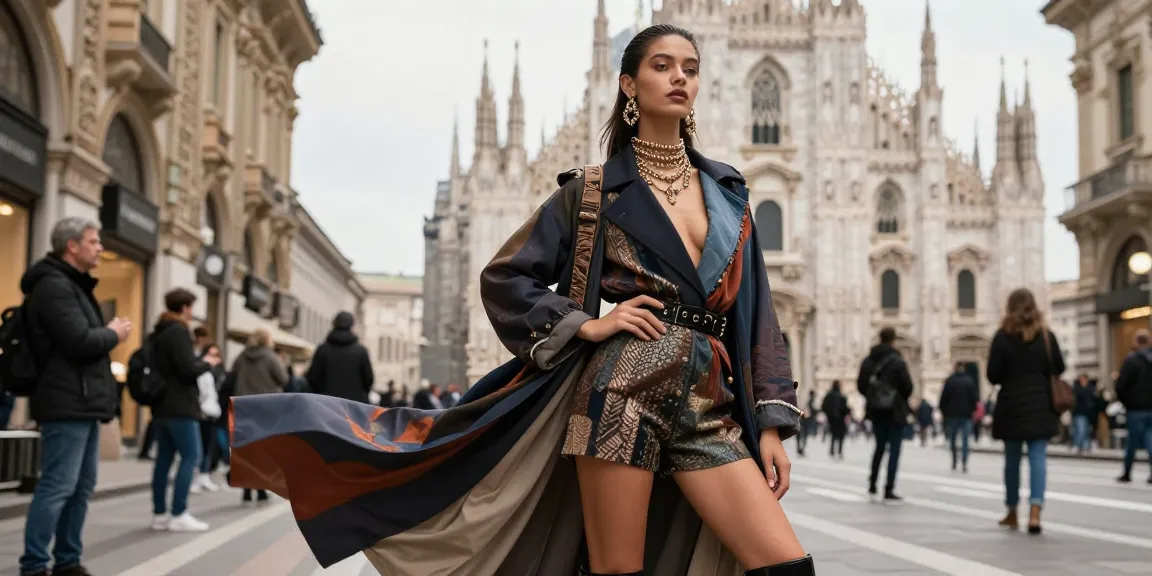 Fotografo professionista Milano che cattura modello di moda in una scena urbana.