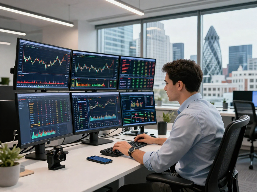 Real-time forex data analytics with London gold historical Kline API in a modern trading office