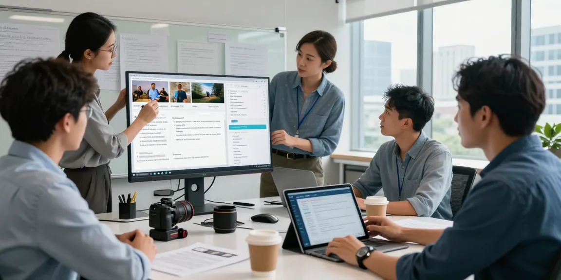 AI detector team analyzing image moderation data in a modern office