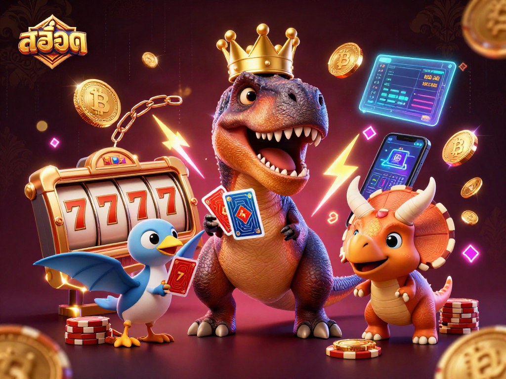 Engage in exciting slots gameplay with สล็อต-themed characters creating vibrant casino energy.