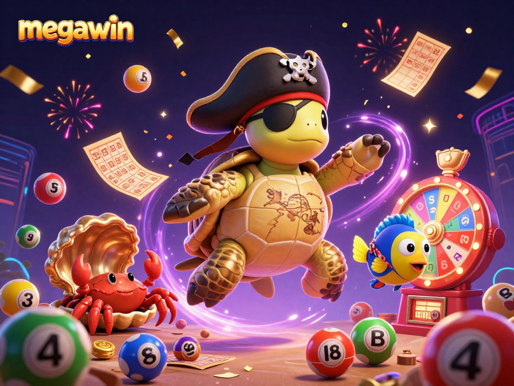 Experience a megawin with vibrant lottery elements in this dynamic gambling scene.