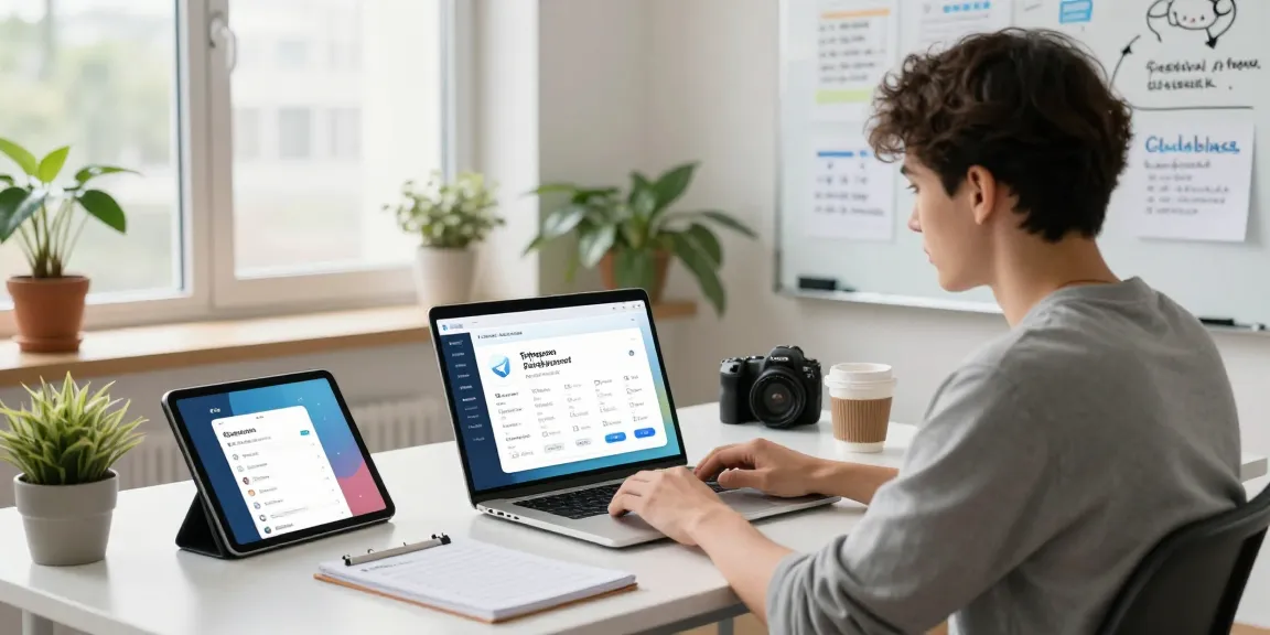 Developer working on the Telegram Chinese free app in a modern workspace