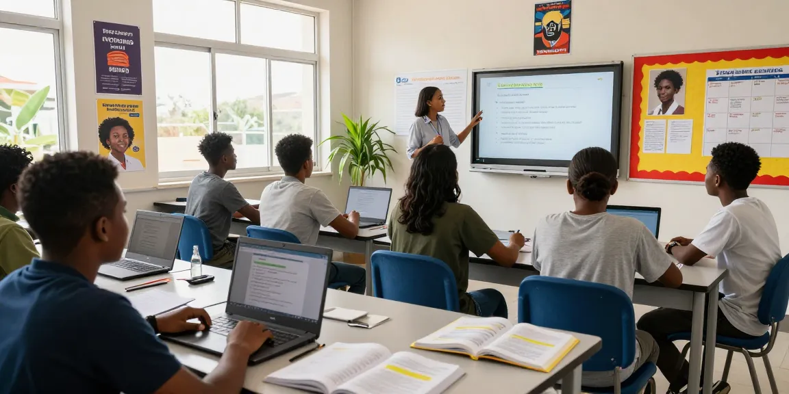 Students studying for the 2026 neco runz in a bright classroom.