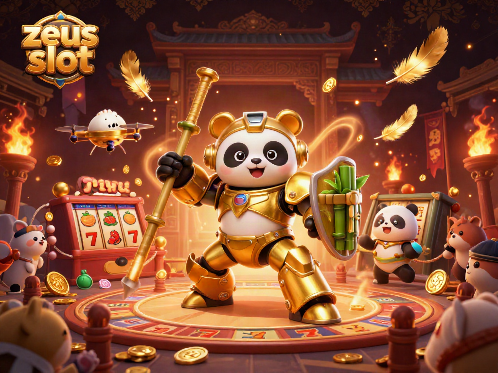 Experience thrilling action in the zeus slot game with vibrant 3D visuals and casino elements.