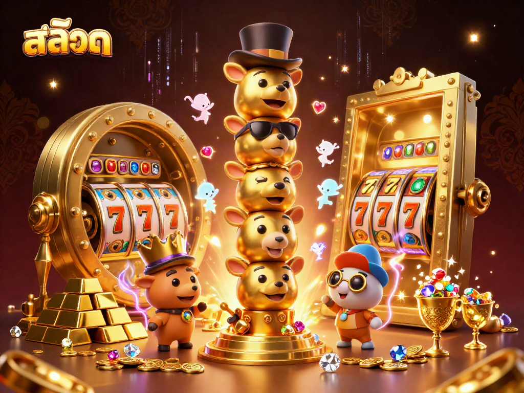Spin the reels of excitement with สล็อต, featuring a vibrant 3D totem and treasure elements.