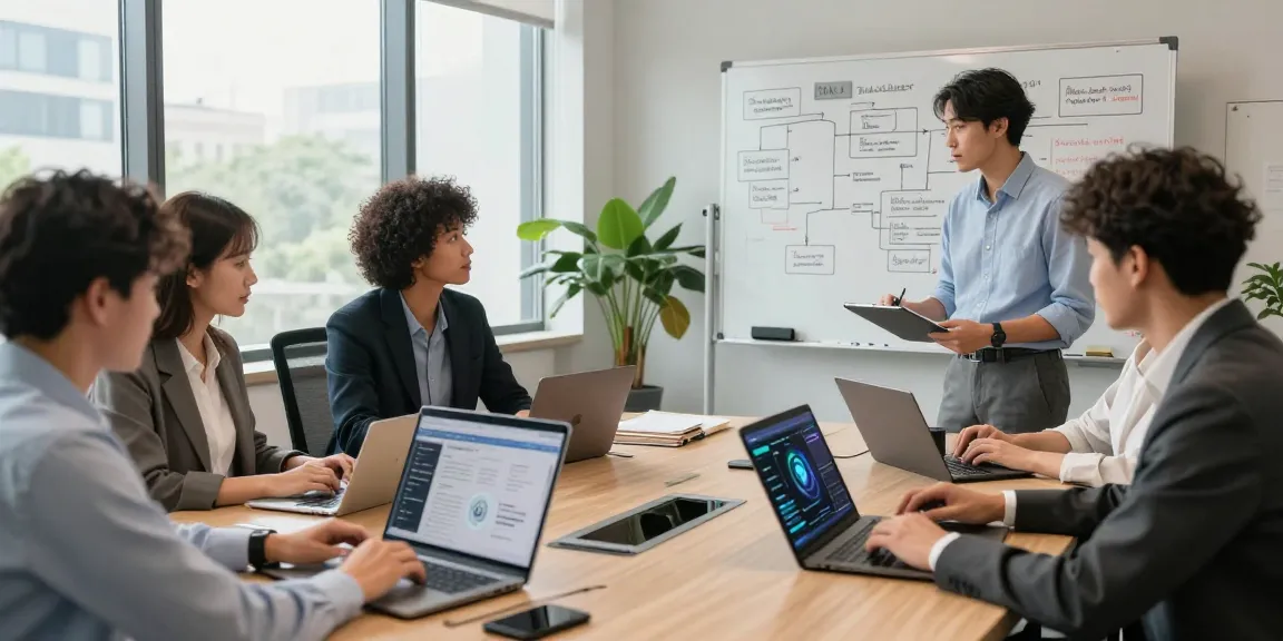 How business Uses AI for collaboration in a modern office setting.