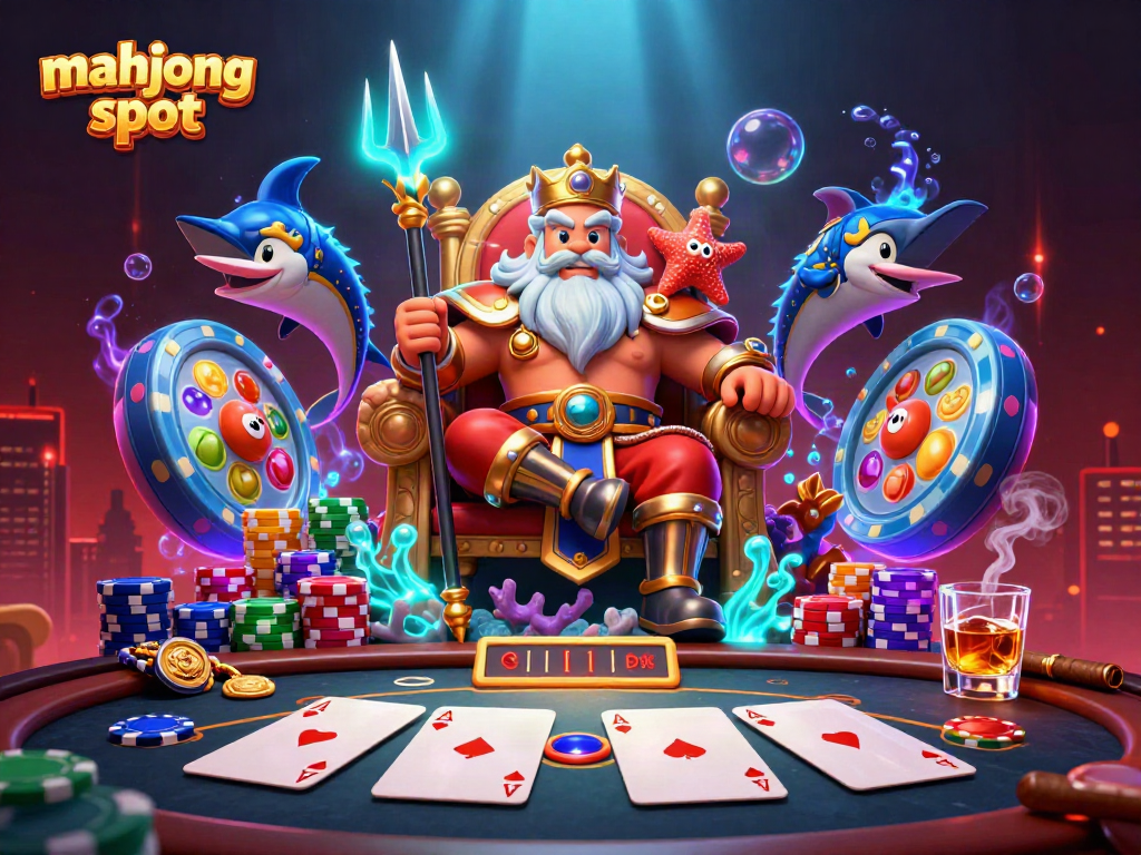 Spin the mahjong slot reels with sea king Neptune and exciting casino elements.