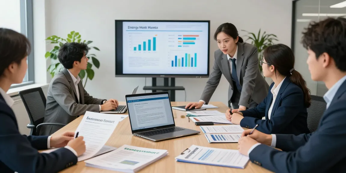 Change of tenancy business energy: A manager reviewing contracts in a modern office setup.