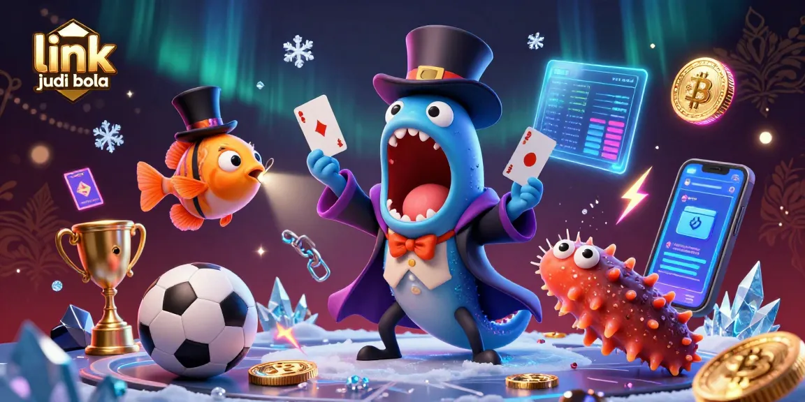 Engage in dynamic betting action at link judi bola featuring playful characters and vibrant casino elements.