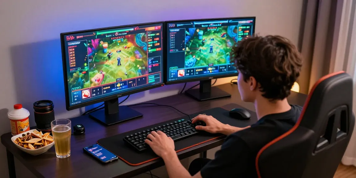 Pengguna aktif tantegacor88 resmi di ruang gaming modern dengan monitor menunjukkan statistik permainan.