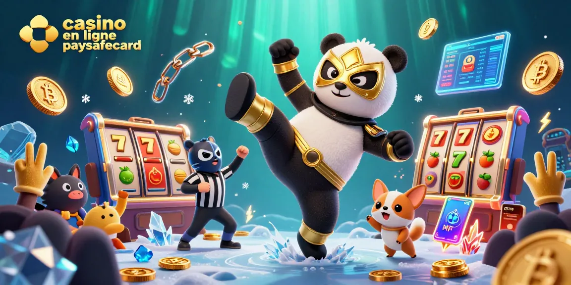 Plongez dans le monde du casino en ligne paysafecard avec un panda luchador et des spectateurs en folie.