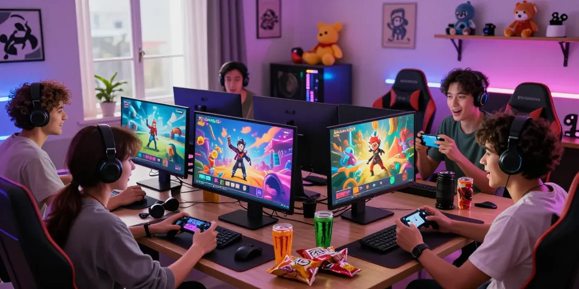Friends enjoying a gaming session on indo cair, showcasing excitement and digital entertainment.
