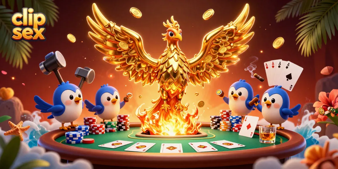 Engage in clip sex gaming with a dynamic casino scene featuring molten phoenix and poker elements.