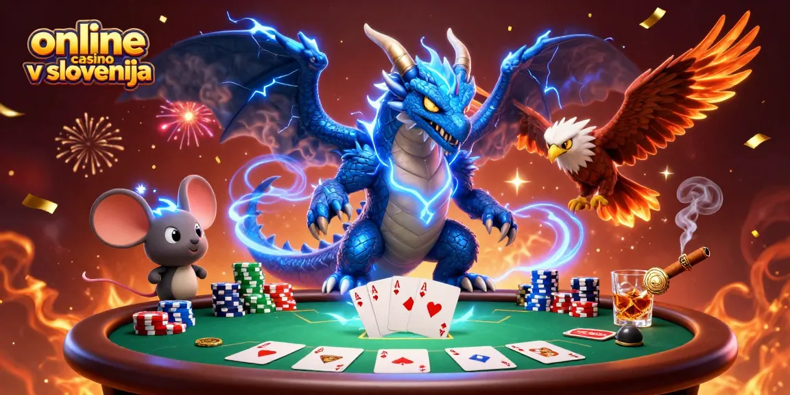 Online casino v Sloveniji: prikaz 3D ilustracije z igralnimi motivi in promocijami.