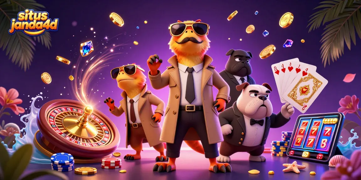 Melihat situs janda4d dengan tiga raptor dalam jas dan bouncer bulldog di kasino.