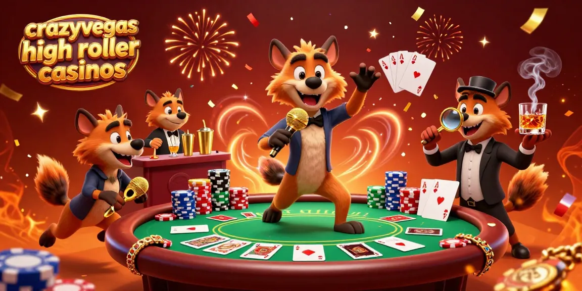 Crowd-pleasing scene of hyenas performing at crazyvegas high roller casinos with vibrant poker action and entertainment.