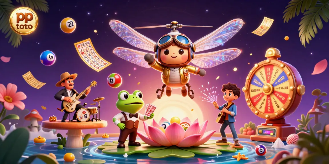 Experience the excitement of pp toto with a dynamic casino scene featuring colorful lottery elements and engaging characters.